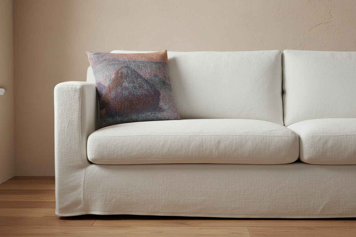Stacks of Wheat (Sunset, Snow Effect) — Monet Pillow