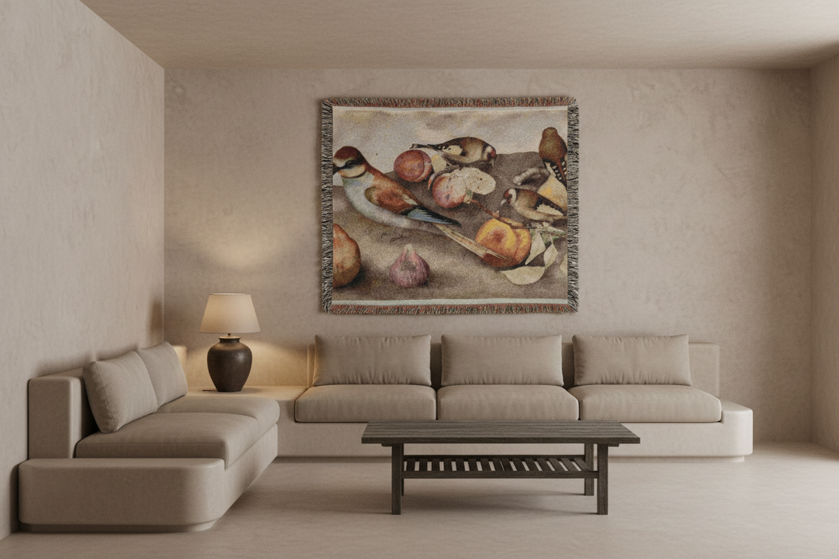 Still Life with Birds and Fruit Tapestry Blanket