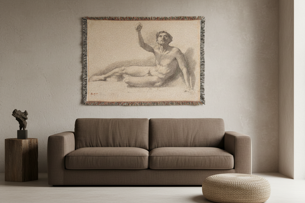 Study of a Male Nude — Degas Tapestry Blanket