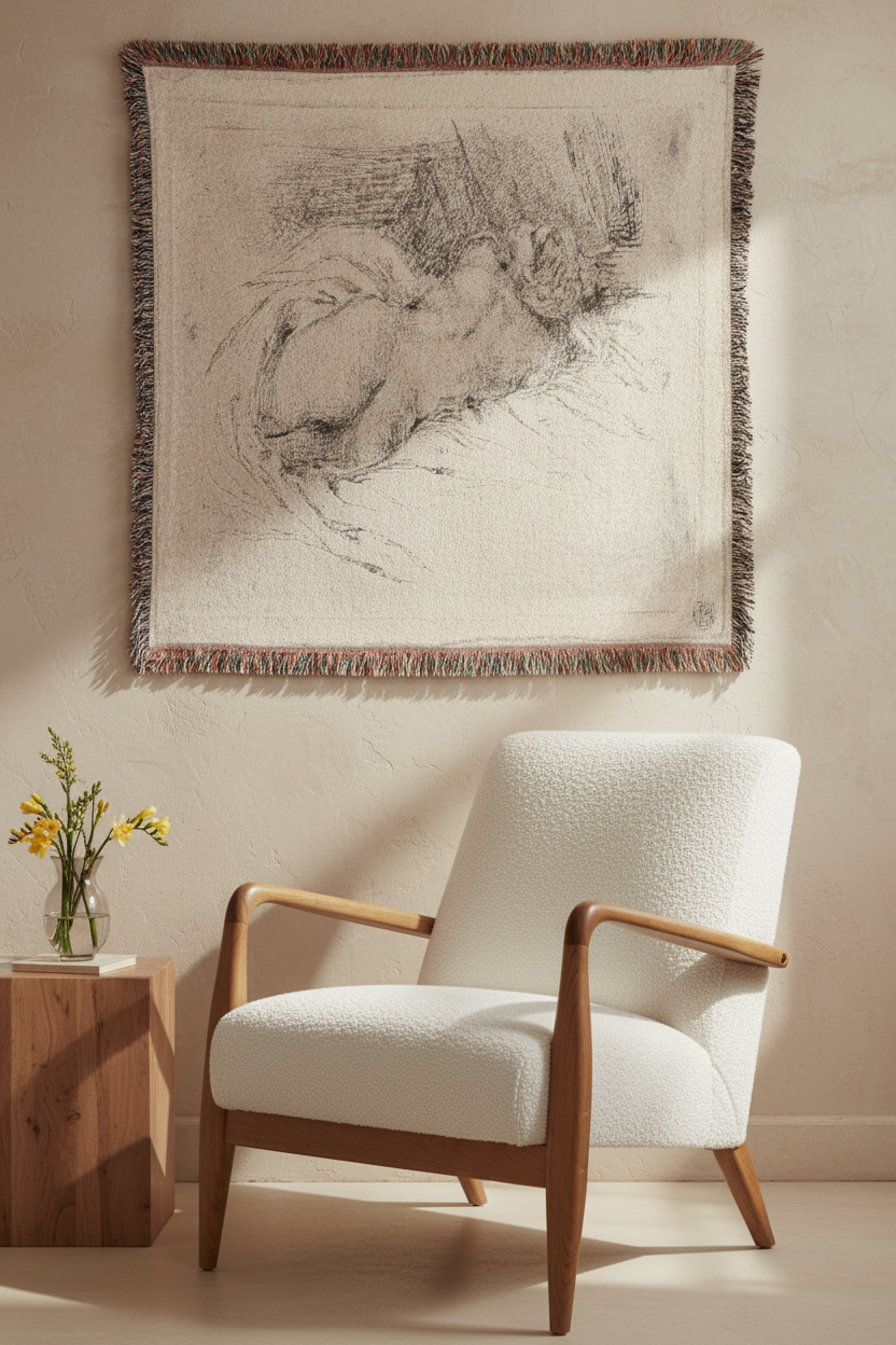 Study of a Woman Seen — Delacroix Tapestry Blanket