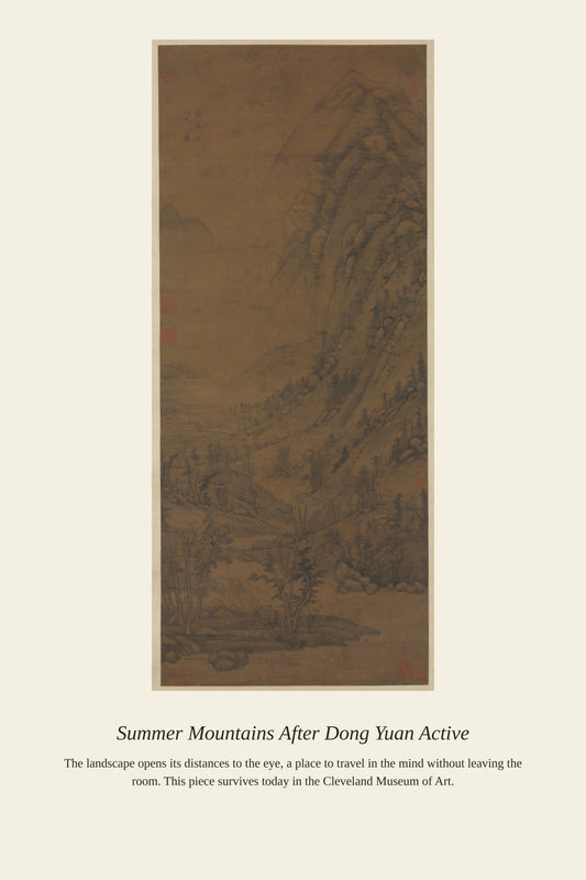 Summer Mountains After Dong Yuan Active - Antique Landscape Print