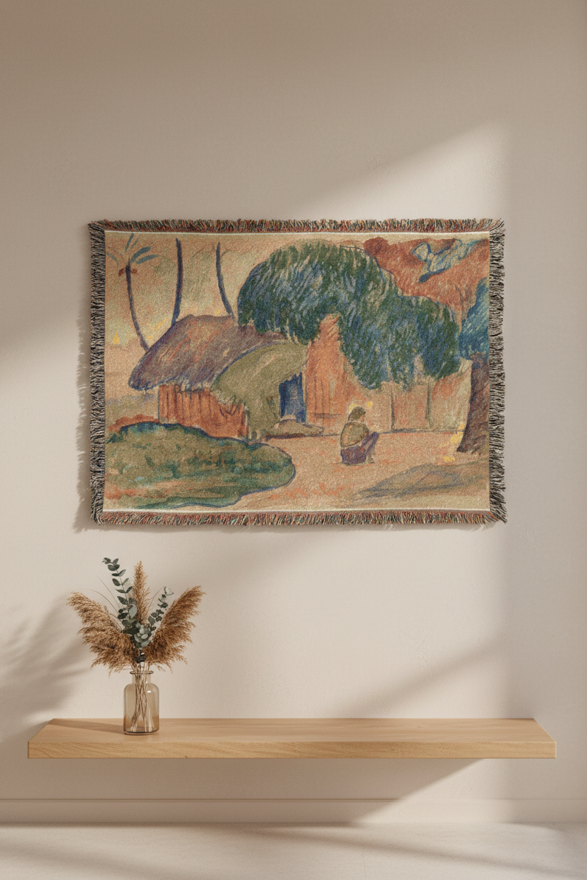 Tahitian Hut — Gauguin Tapestry Blanket