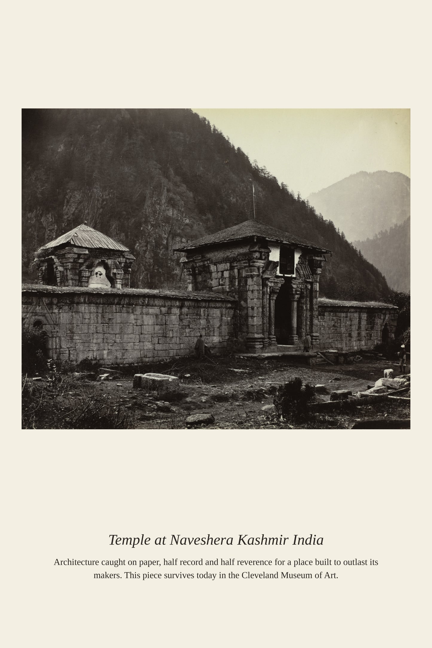 Temple at Naveshera Kashmir India - Antique Architectural Print