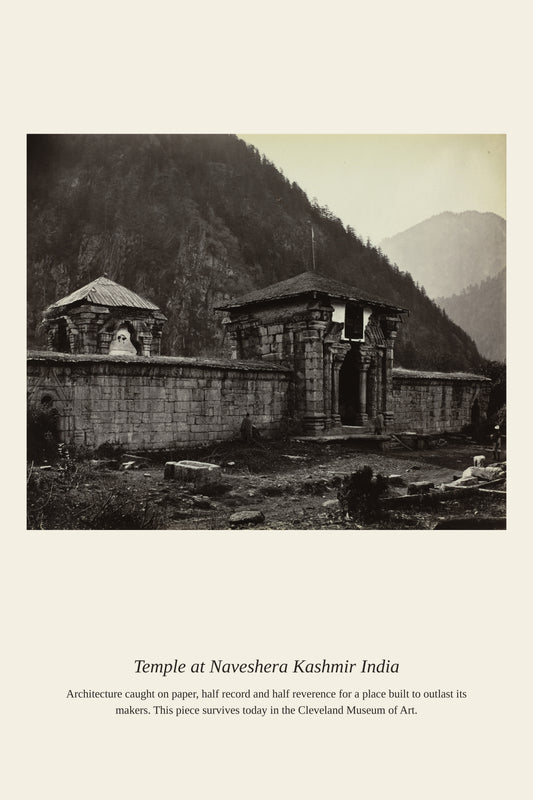 Temple at Naveshera Kashmir India - Antique Architectural Print