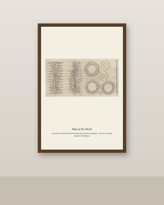 Terrestrial and Celestial Globes antique art print shown framed on a wall in a styled room