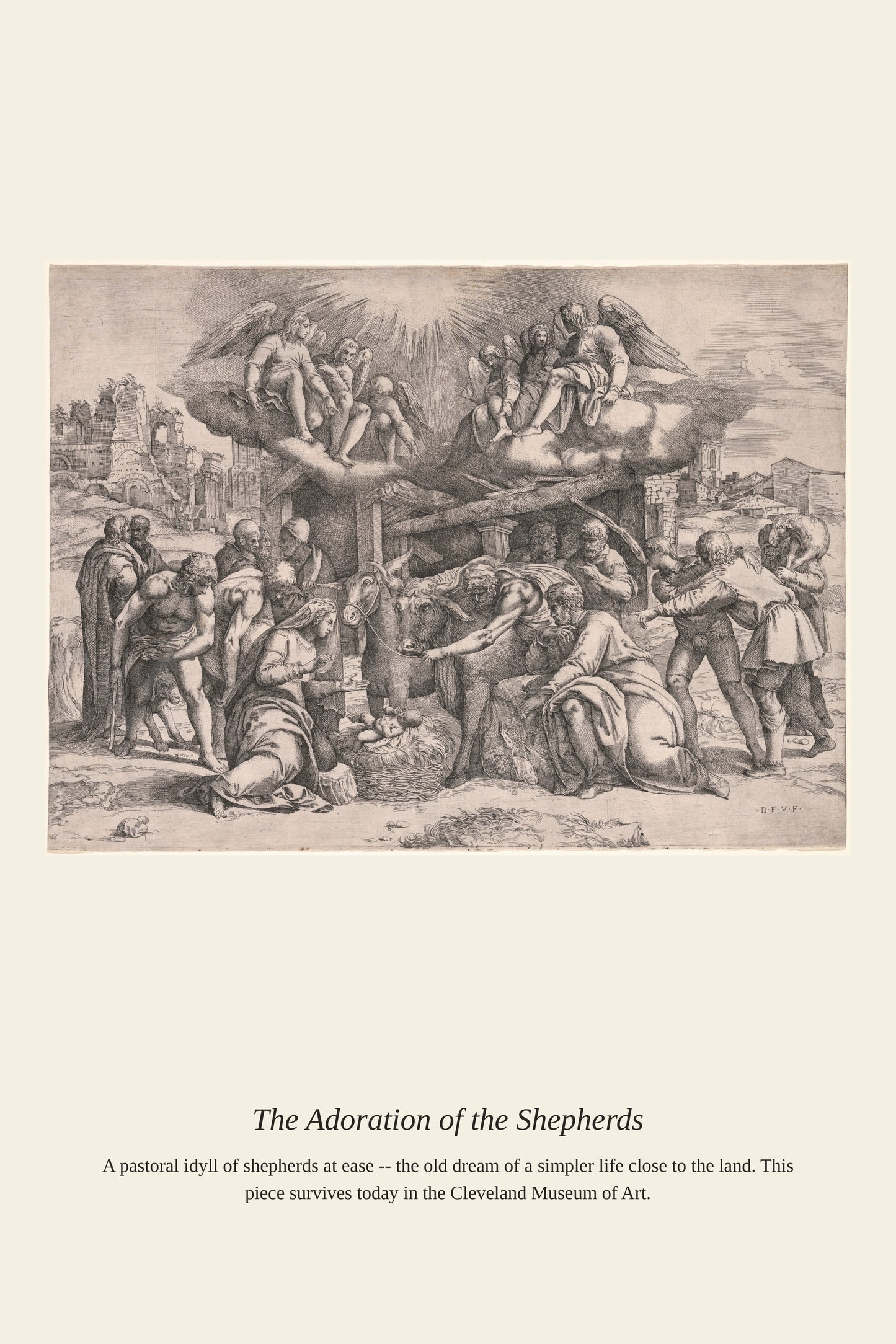 The Adoration of the Shepherds - Antique Religious Art Print