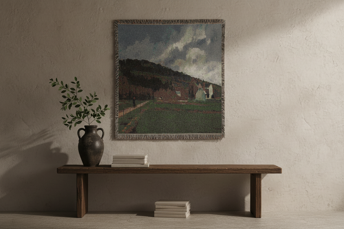 The Banks of the Marne in Winter — Pissarro Tapestry Blanket
