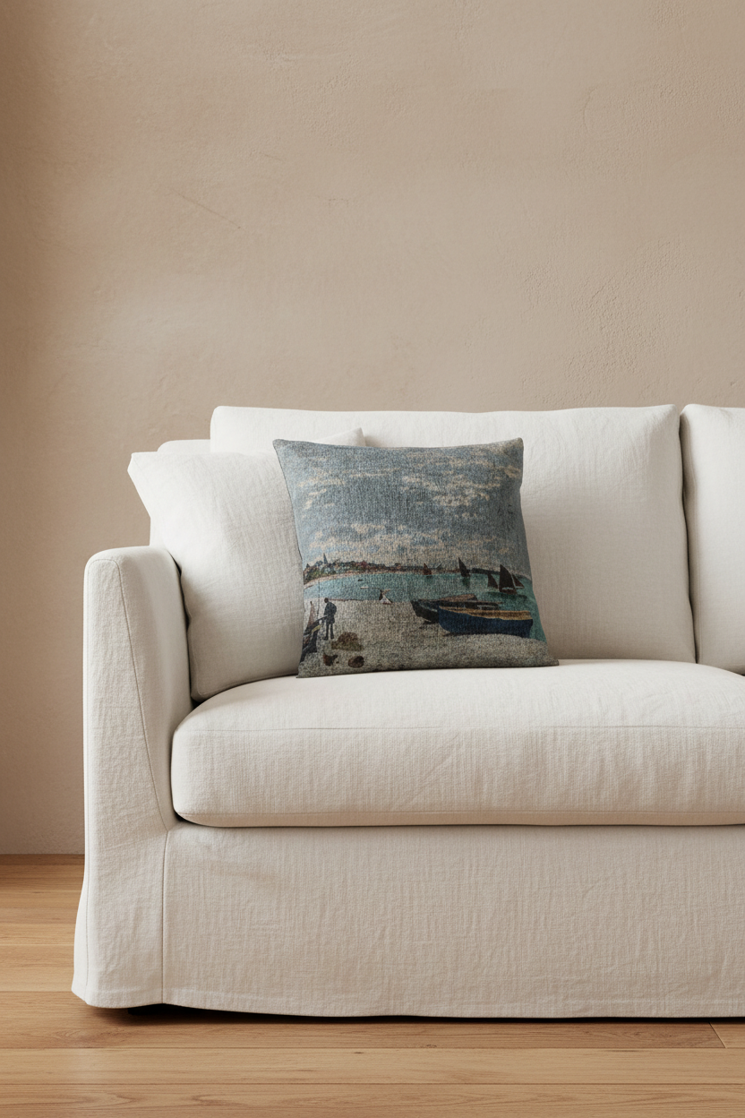 The Beach at Sainte-Adresse — Monet Pillow