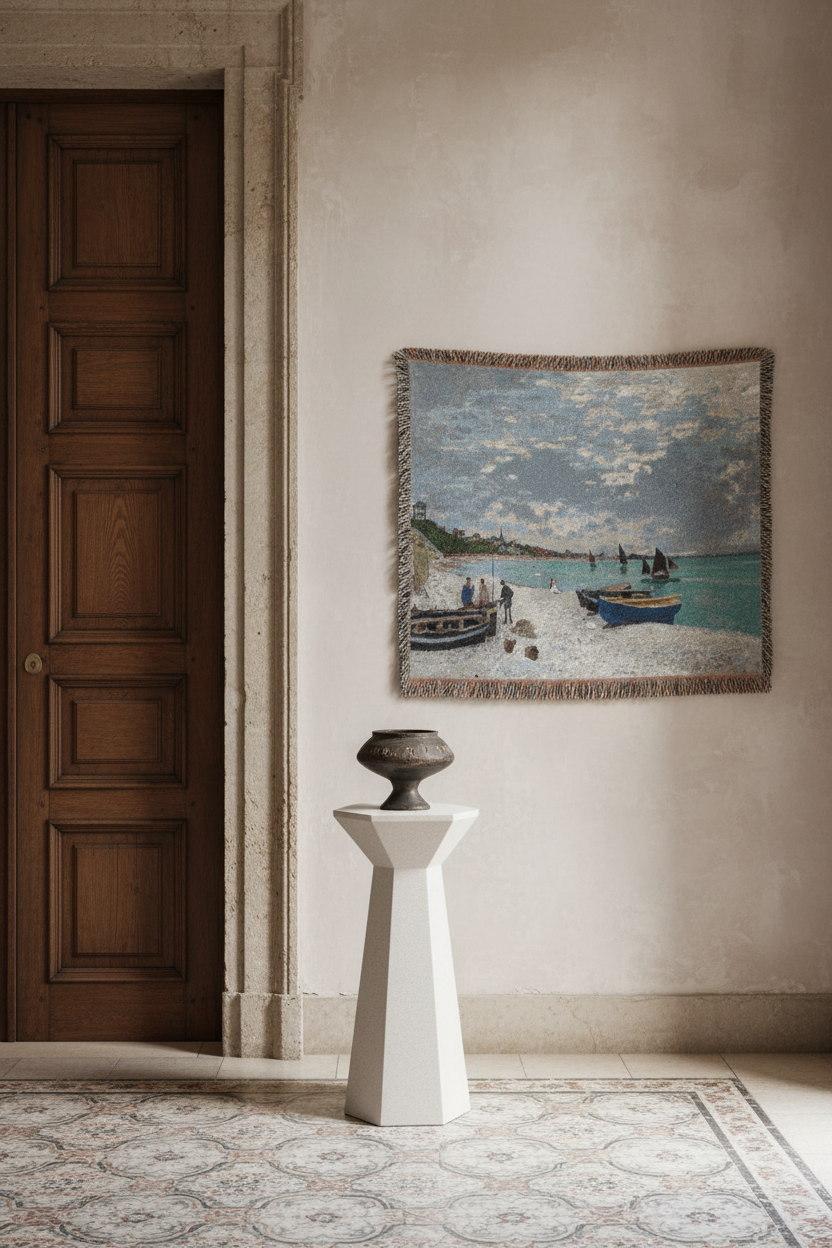 The Beach at Sainte-Adresse — Monet Tapestry Blanket