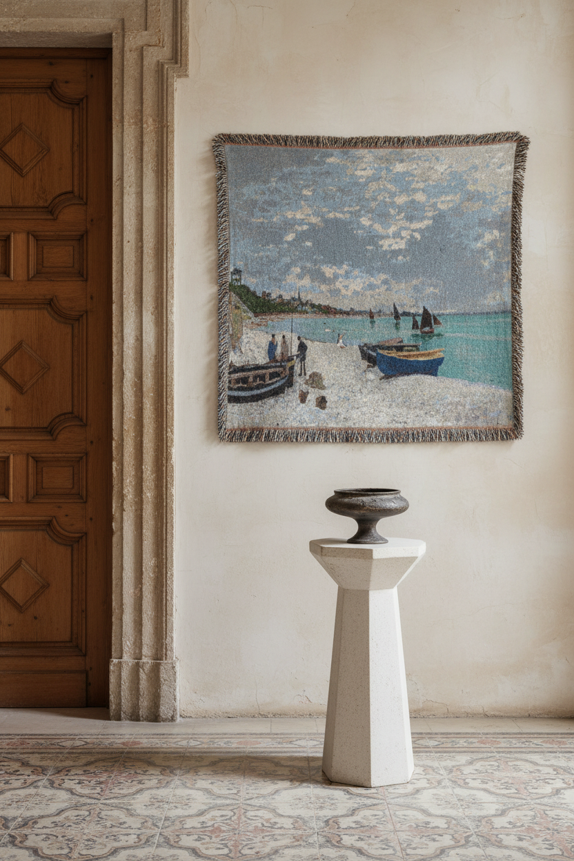 The Beach at Sainte-Adresse — Monet Tapestry Blanket