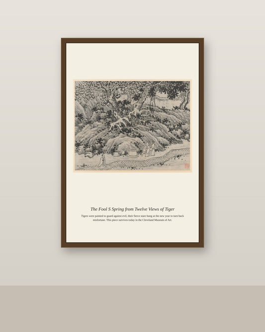 The Fool's Spring from Twelve Views antique natural history print shown framed on a wall in a styled room