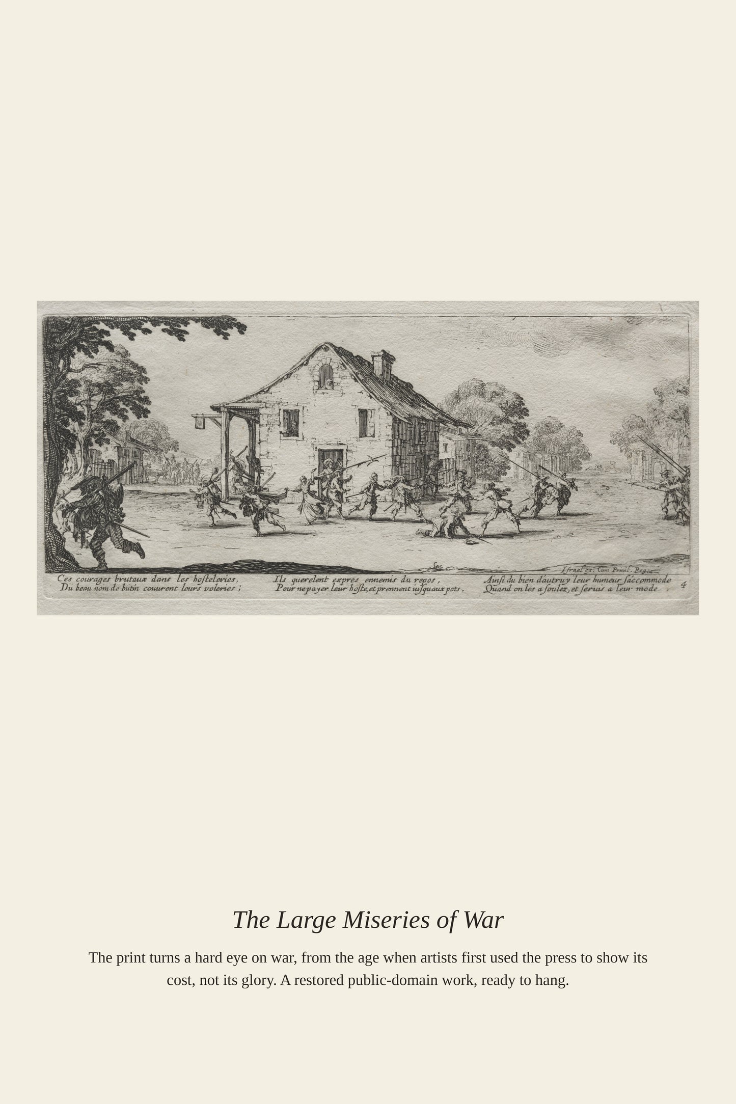 The Large Miseries of War (12) - Antique Historical Print
