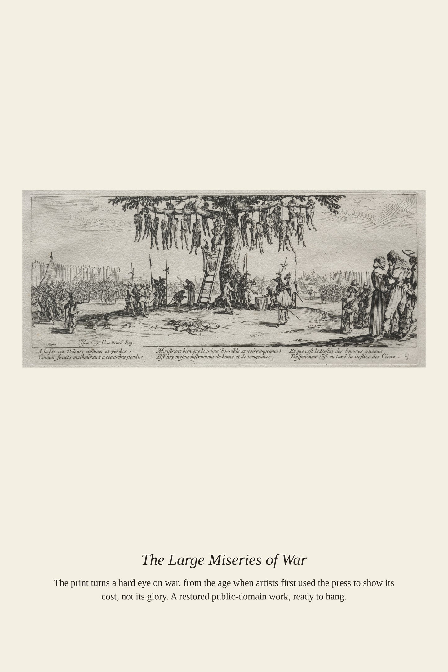 The Large Miseries of War (6) - Antique Historical Print