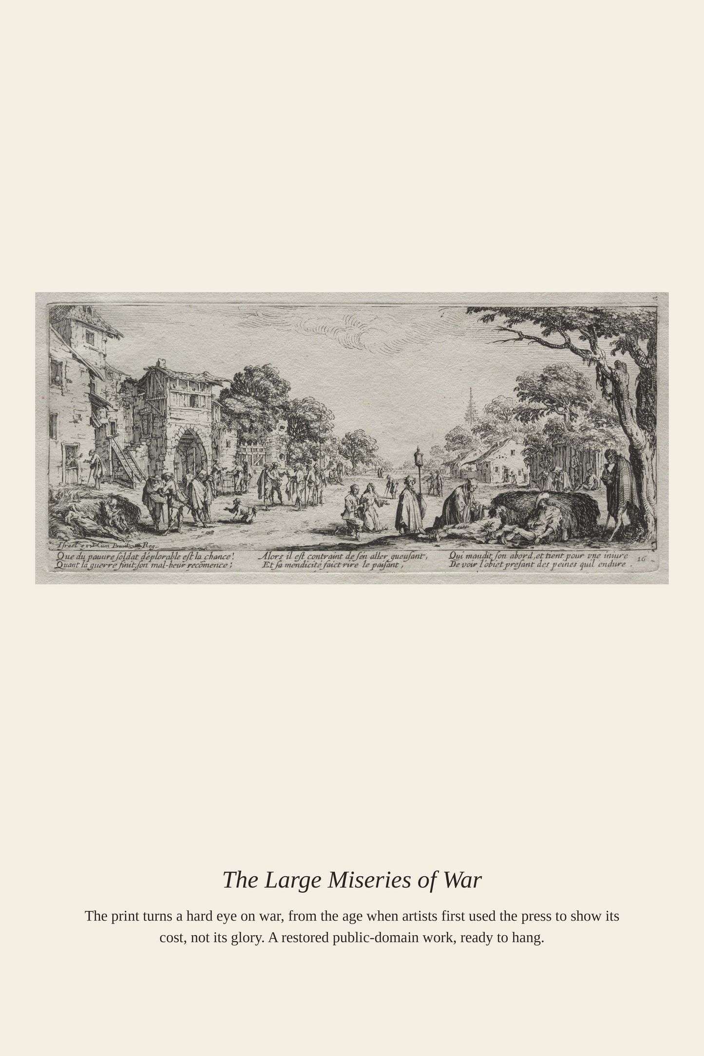 The Large Miseries of War (8) - Antique Historical Print