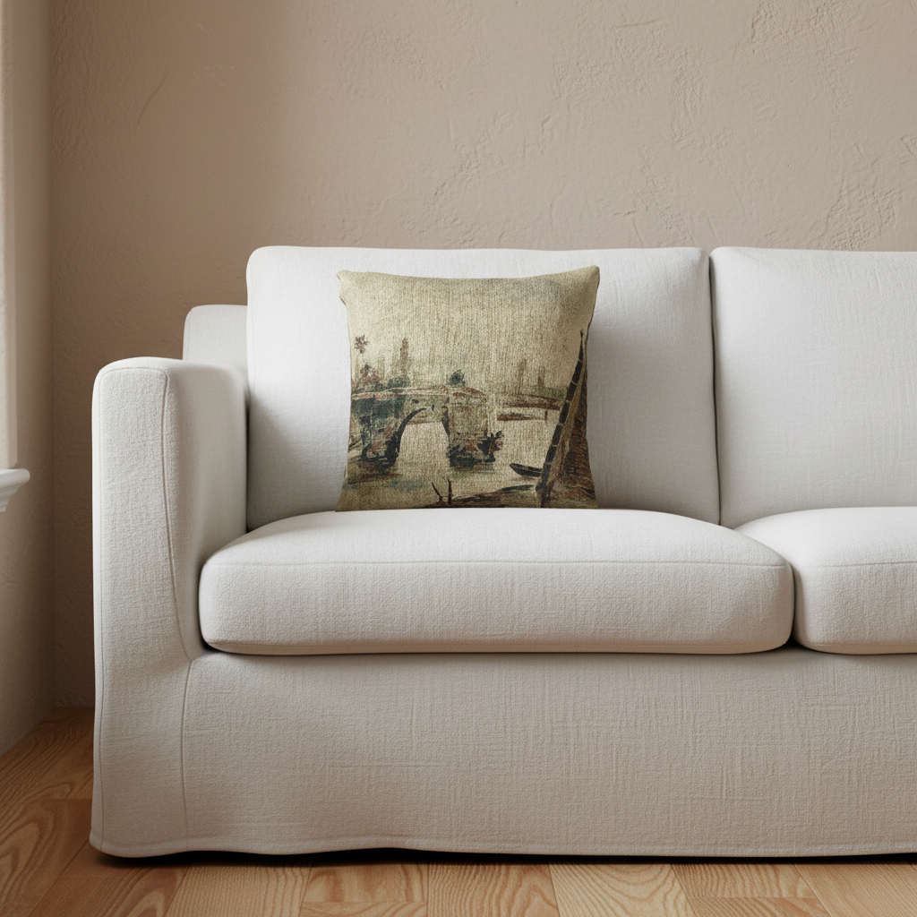 The Old Bridge at Mantes — Delacroix Pillow