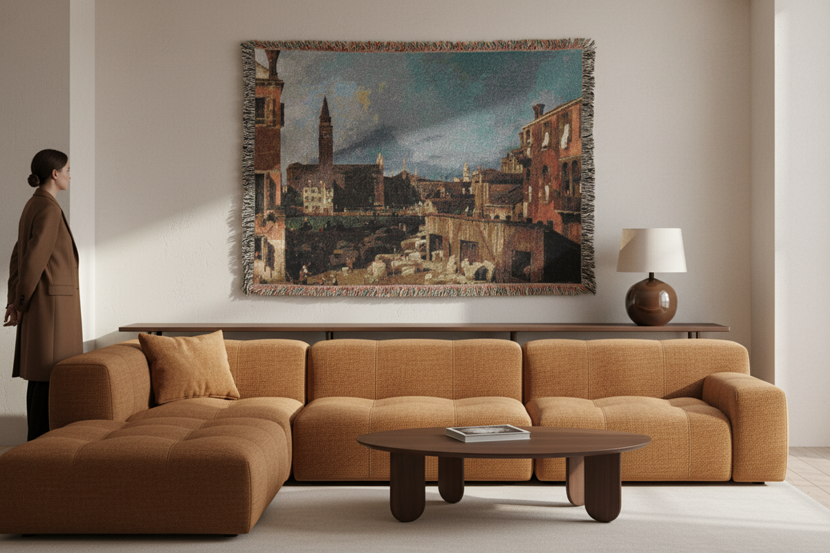 The Stonemason's Yard — Canaletto Tapestry Blanket