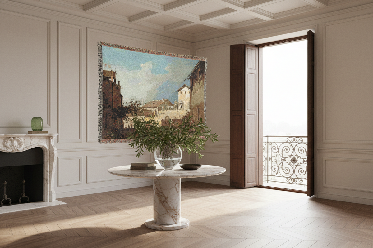 The Terrace (follower of Canaletto) Tapestry Blanket