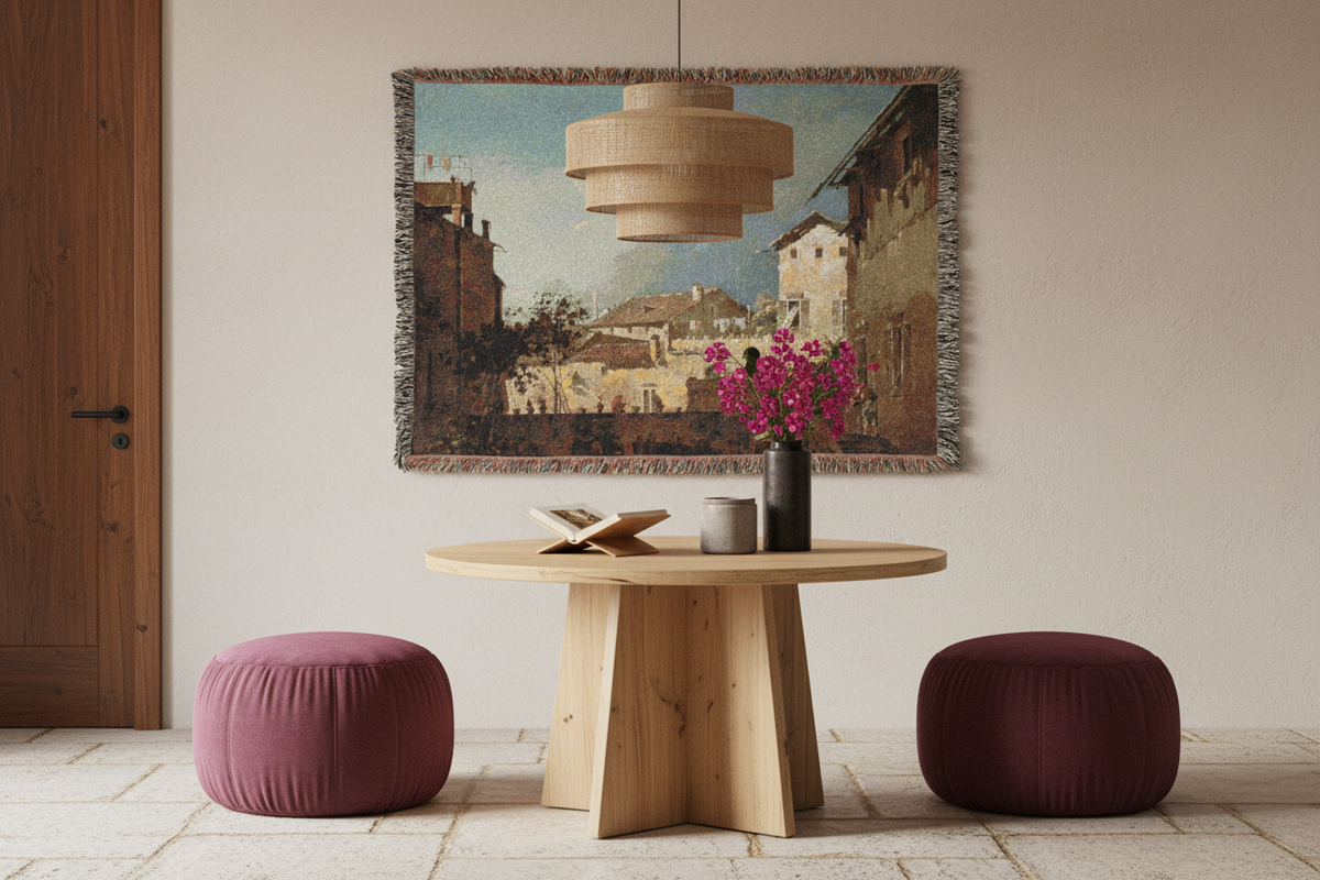 The Terrace (follower of Canaletto) Tapestry Blanket