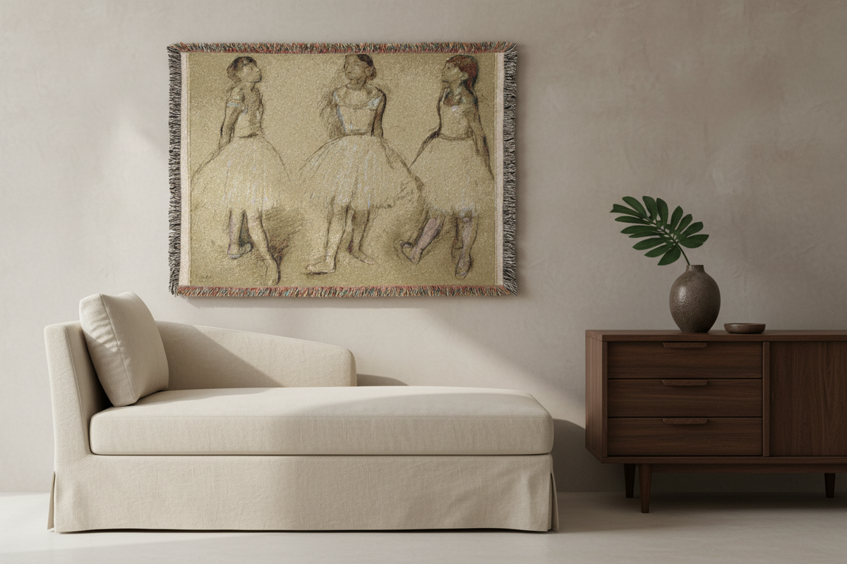 Three Studies of a Dancer — Degas Tapestry Blanket