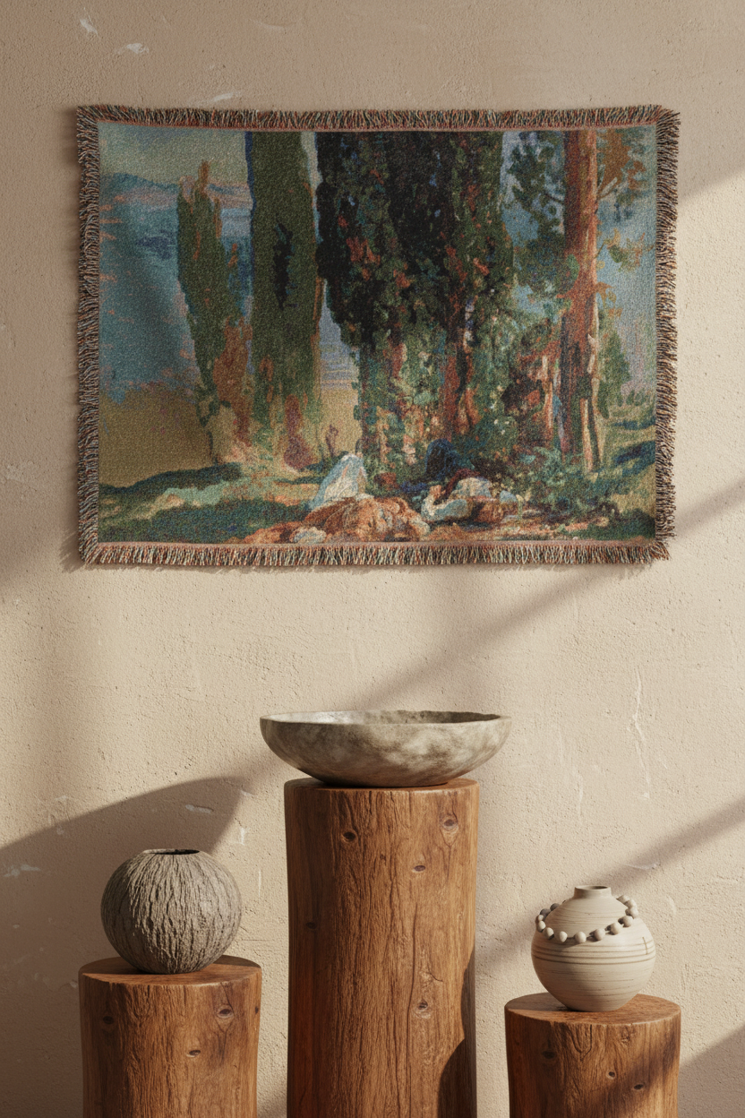 Under the Cypress Trees at Corfu — Sargent Tapestry Blanket