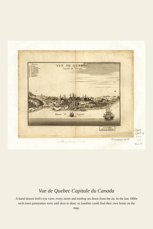 Vue de Quebec Capitale du Canada - Antique Map Print