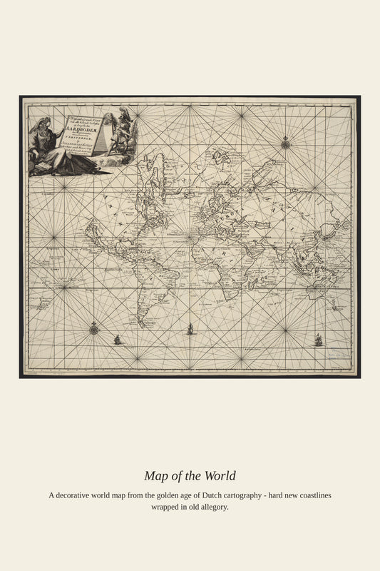 Wassende Graade Kaart Van Alle Bekende Zeekusten - Antique Art Print