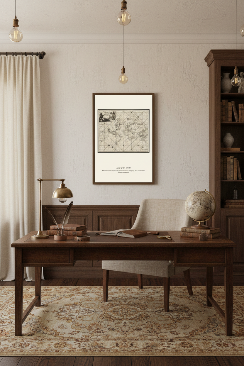 Chart of All Known Sea Coasts — Antique Art Print