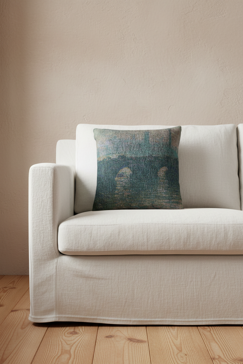 Waterloo Bridge, Gray Weather — Monet Pillow