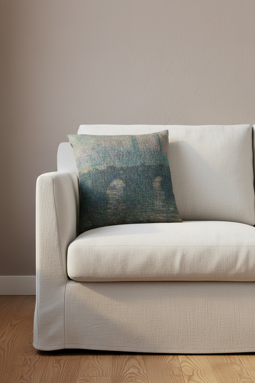 Waterloo Bridge, Gray Weather — Monet Pillow