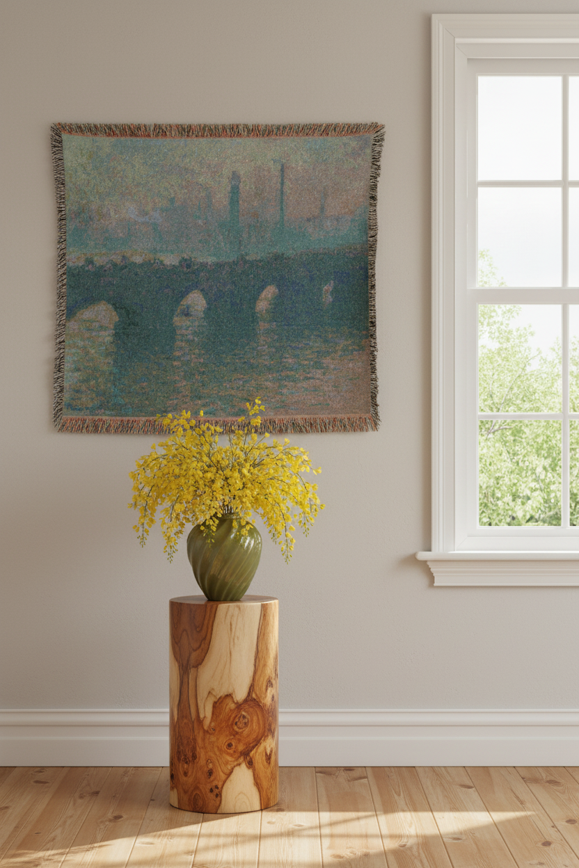 Waterloo Bridge, Gray Weather — Monet Tapestry Blanket