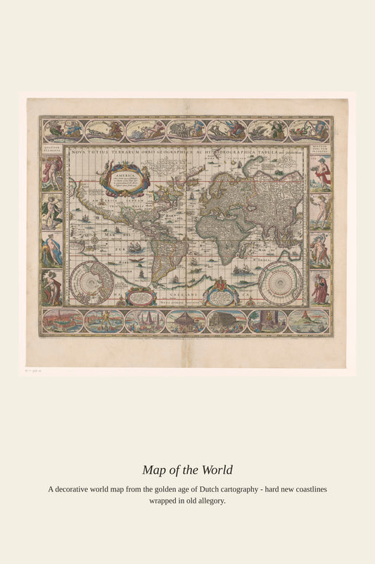 Wereldkaart Met Decoratieve Randen Nova - Antique World Map Print
