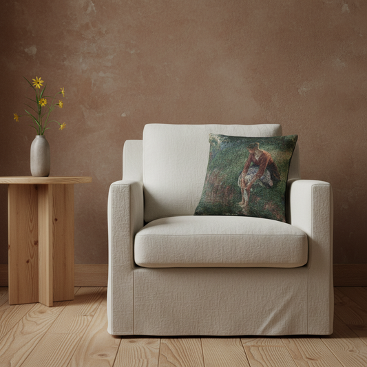 Woman Bathing Her Feet in a Brook — Pissarro Pillow