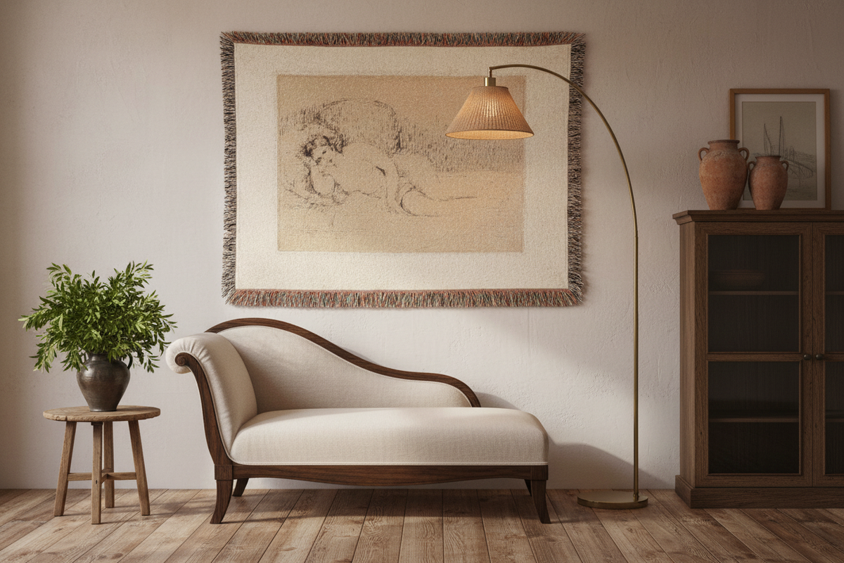 Woman Reclining, to the Left — Renoir Tapestry Blanket