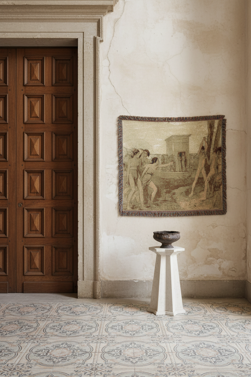 Young Spartan Girls Challenging Boys — Degas Tapestry Blanket