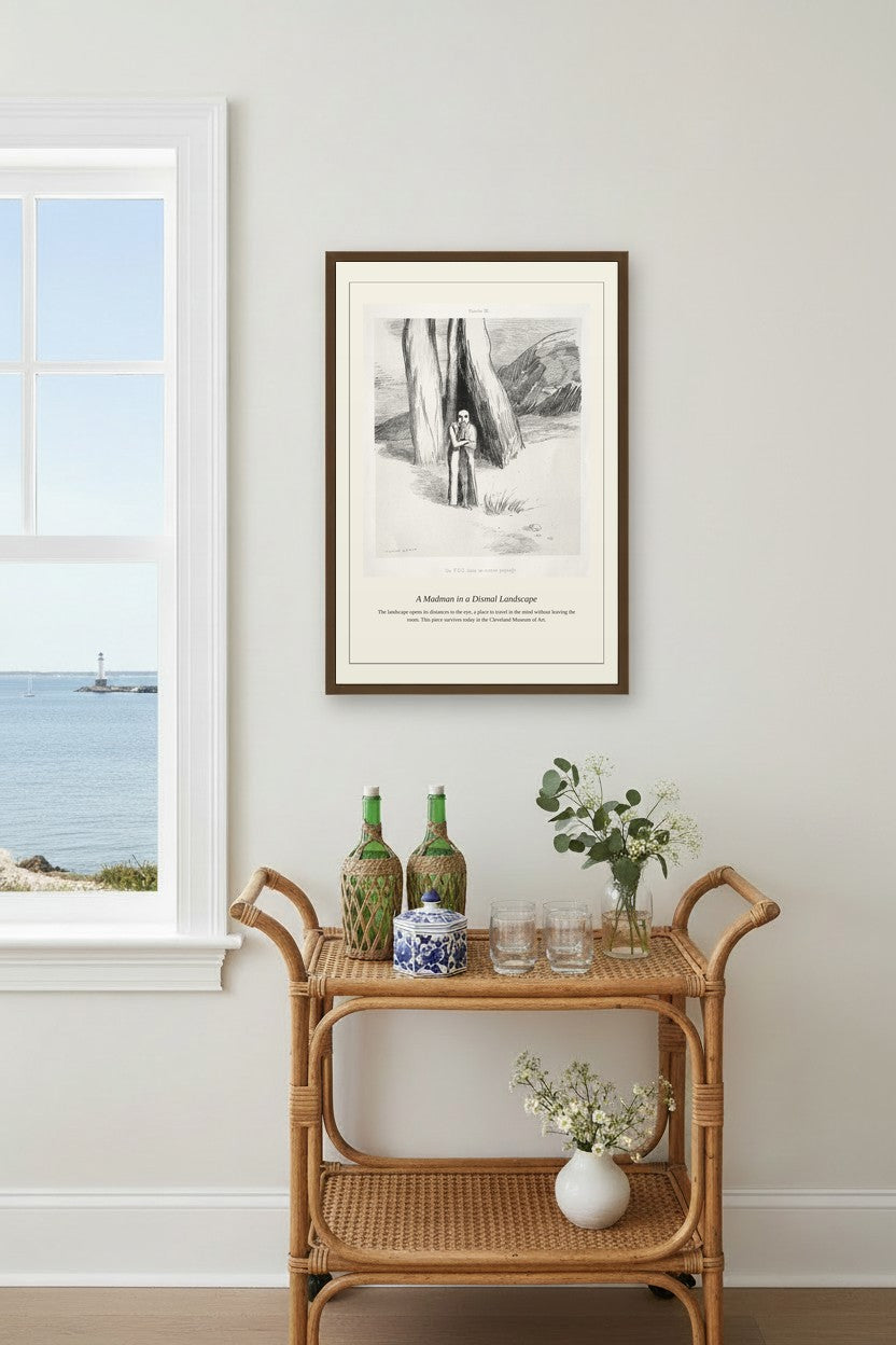 A Madman in a Dismal Landscape — Antique Landscape Print