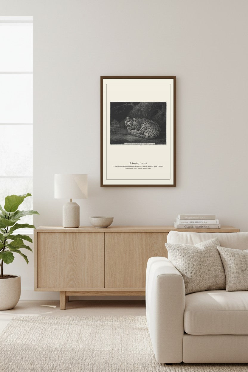 A Sleeping Leopard — Antique Asian Art Print