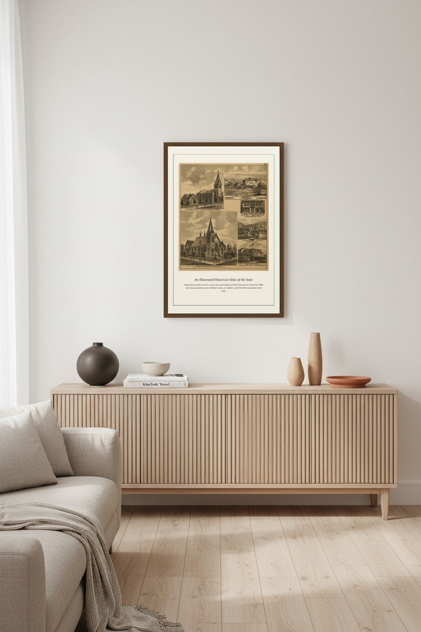 Illustrated Historical Atlas of the State displayed in a dark wood library