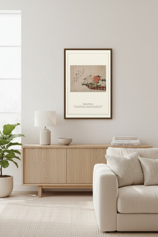 Basket of Peonies — Antique Botanical Print