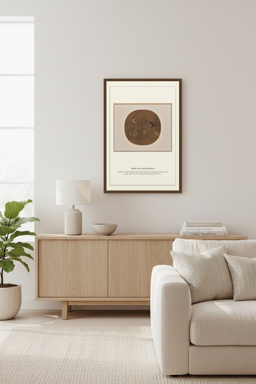 Birds on a Peach Branch — Antique Natural History Print