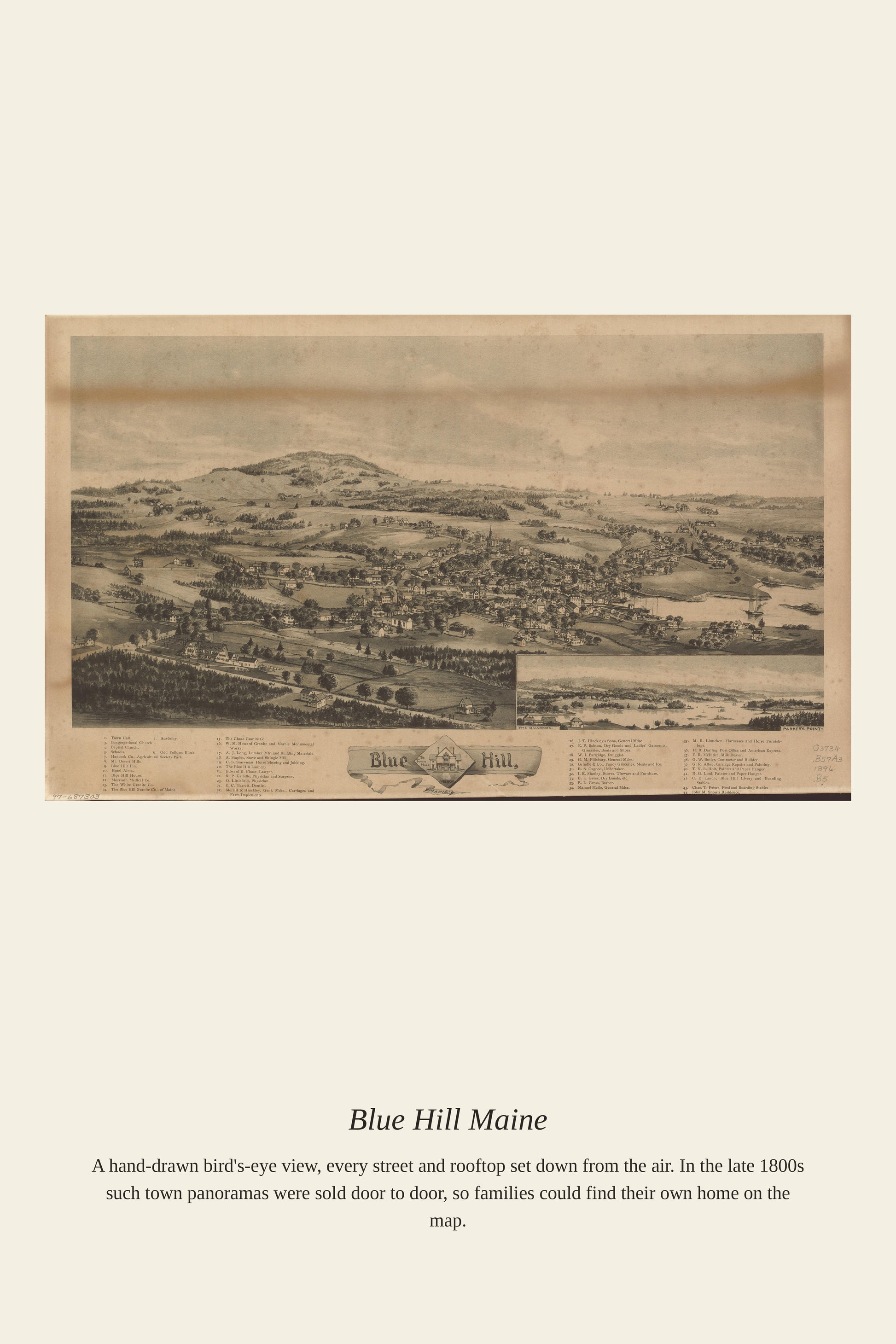 Blue Hill Maine — a restored antique map print