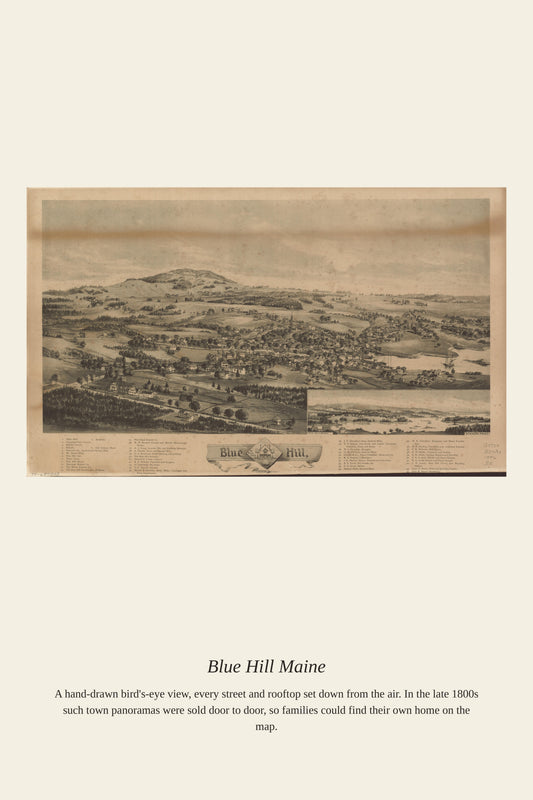 Blue Hill Maine — a restored antique map print
