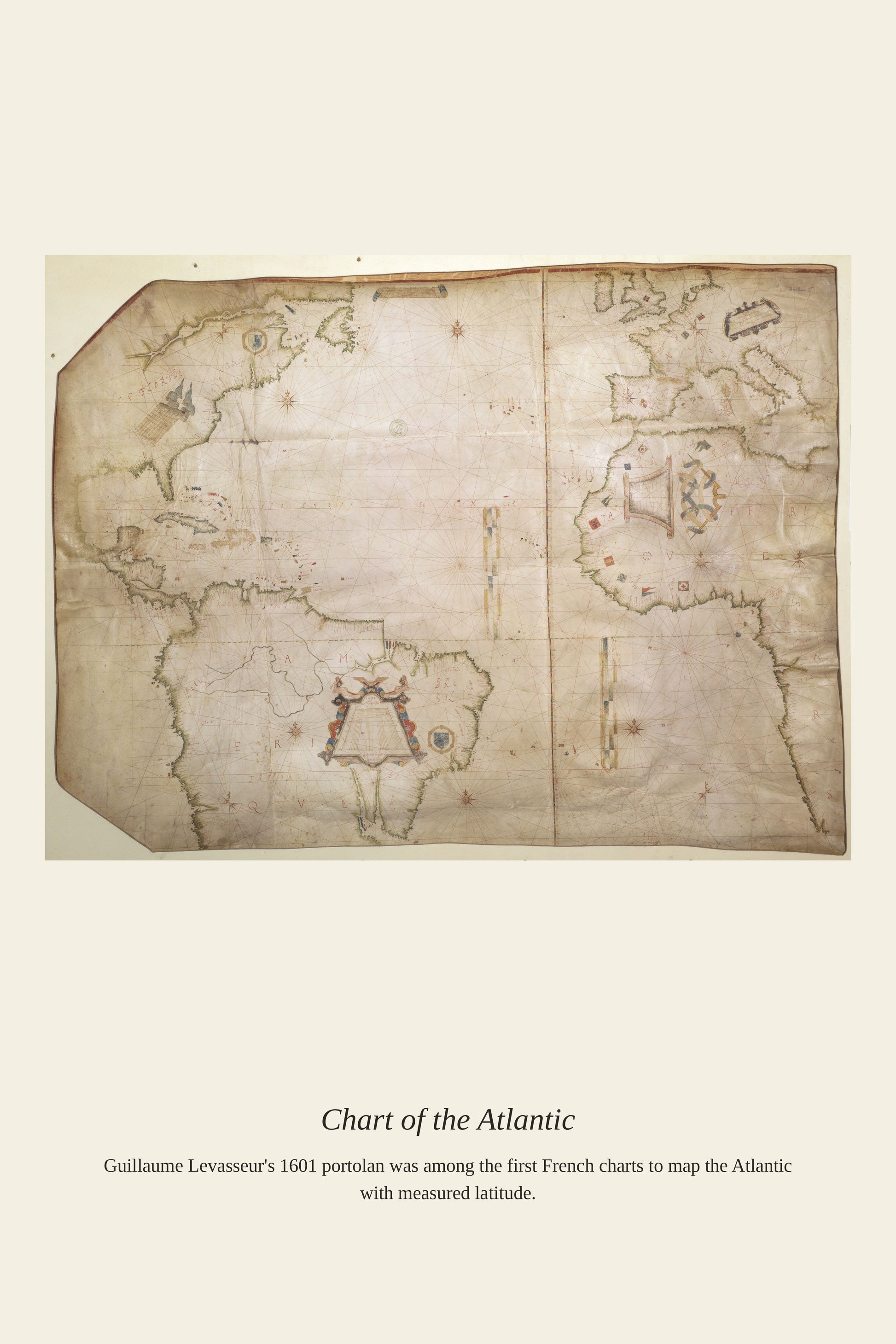 Chart of the Atlantic Ocean — a restored antique nautical chart print