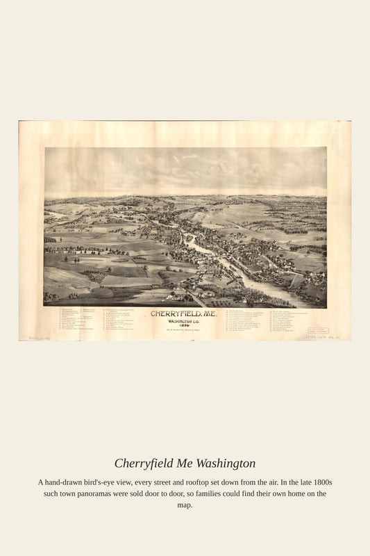 Cherryfield Me Washington — a restored antique map print