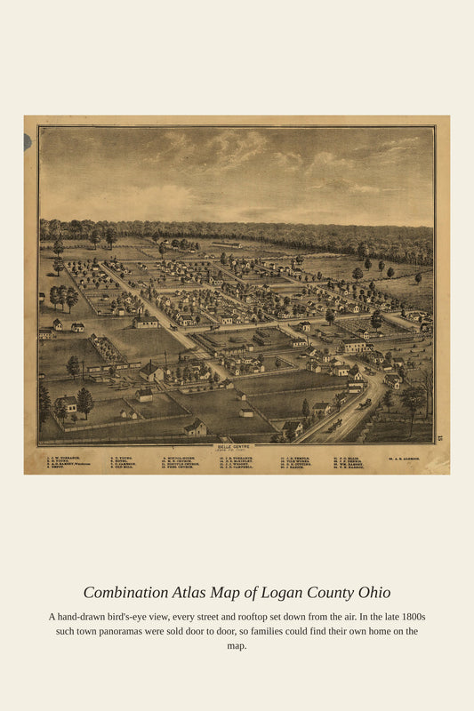 Combination Atlas Map of Logan County Ohio — a restored antique map print