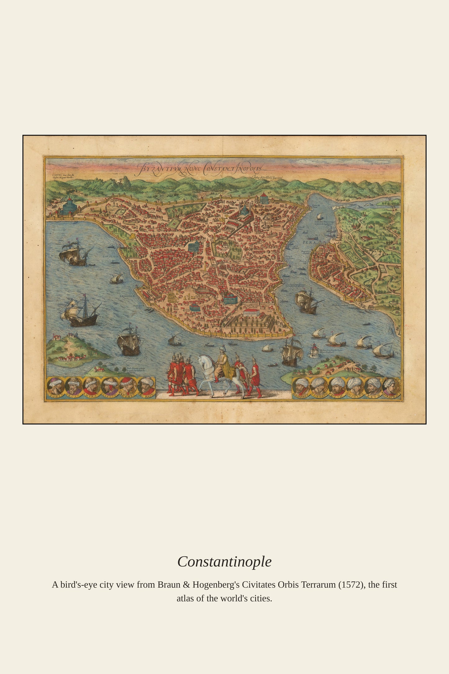 Constantinople — a restored antique city map print