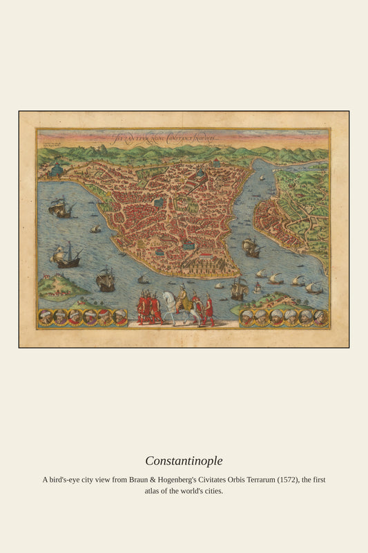 Constantinople — a restored antique city map print