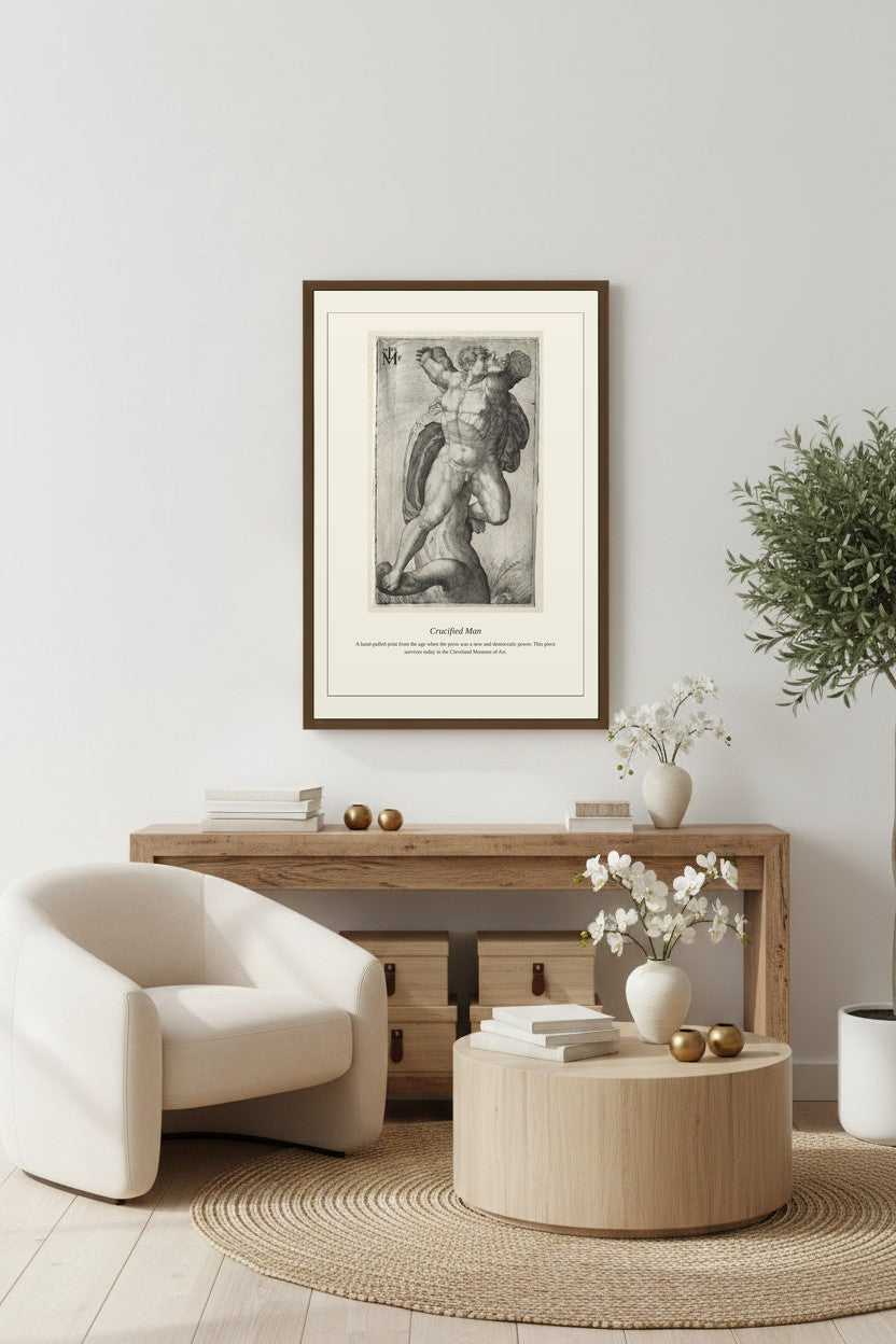 Crucified Man — Antique Religious Art Print