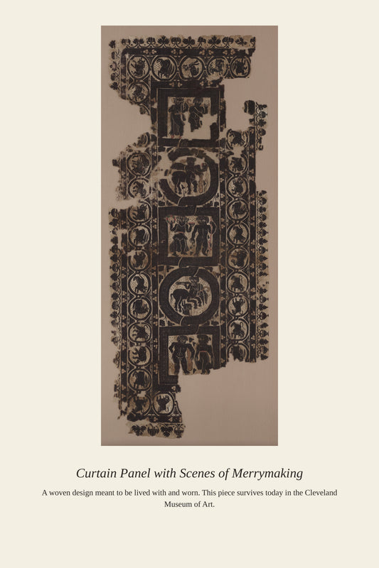 Curtain Panel with Scenes of Merrymaking — a restored antique textile print
