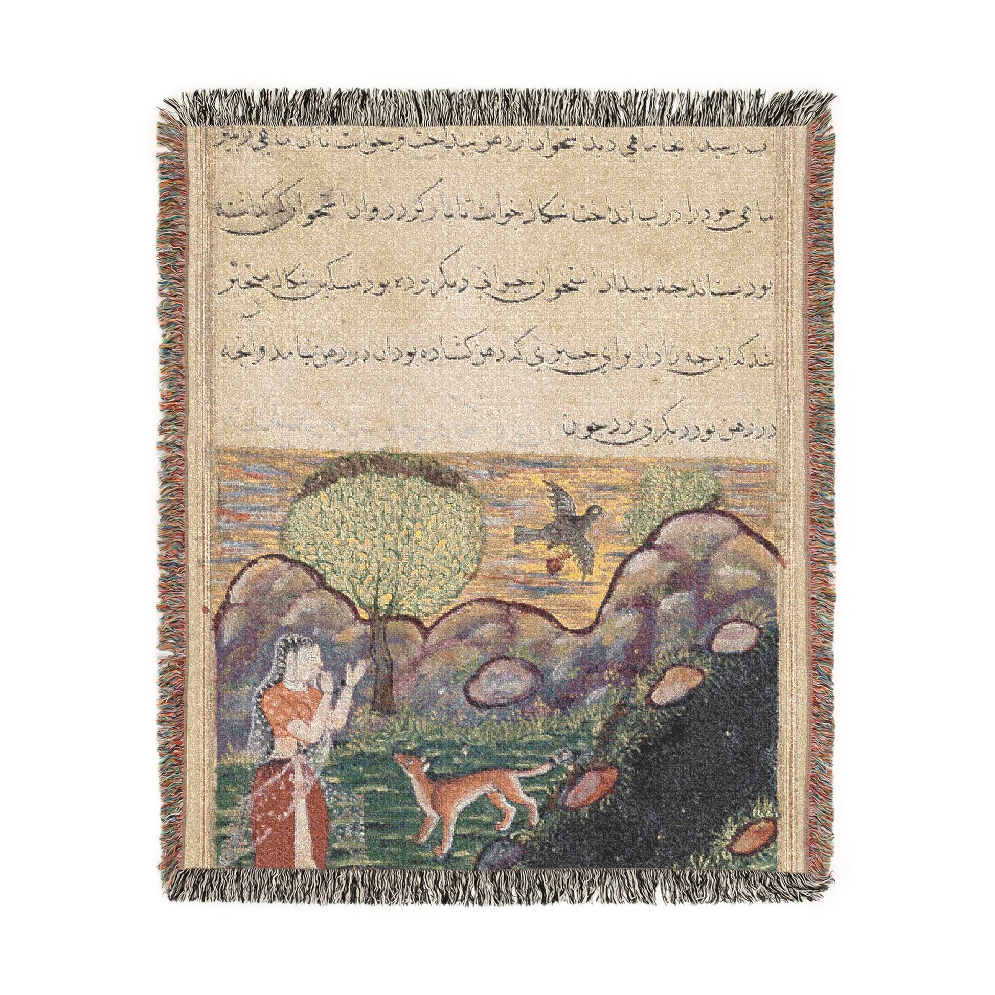 Daughter-in-Law of the King of Banaras woven throw blanket, flat lay