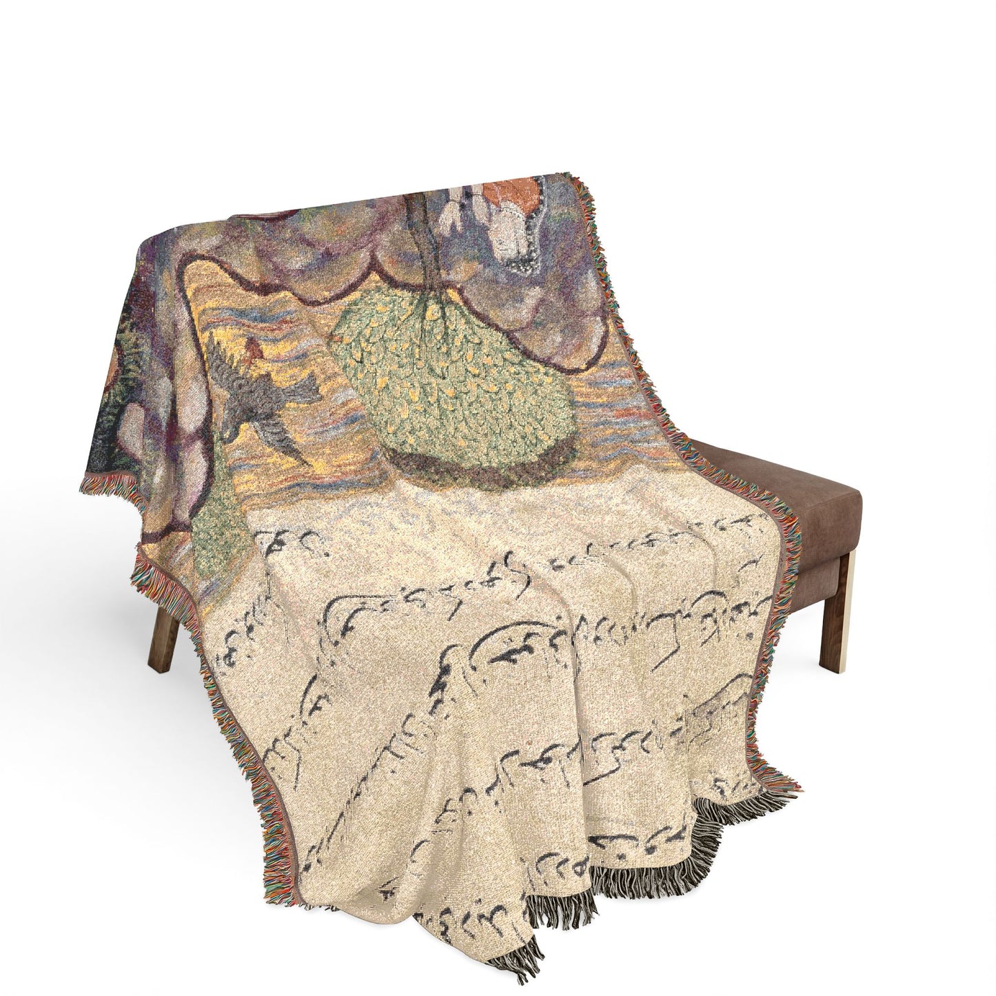 Daughter-in-Law of the King of Banaras woven throw blanket draped over a sofa